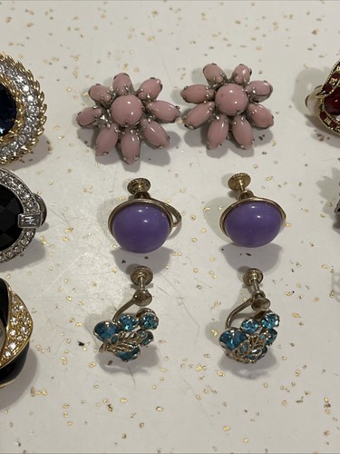 12 Pairs Of Gorgeous Vintage Costume Designer Clip-on Earrings! Monet/S.A.L. - Picture 3 of 24