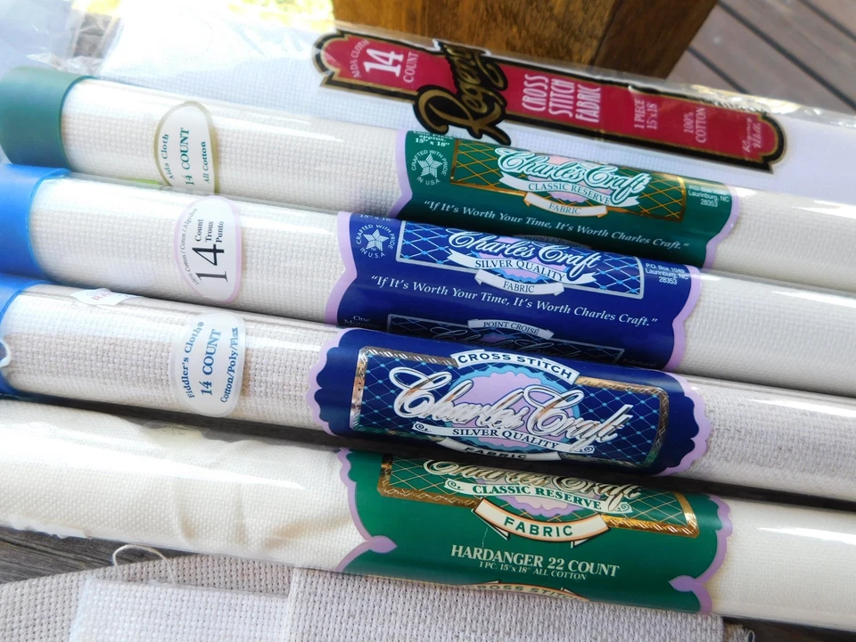 Lot Charles Craft +Others Cross Stitch Cloth Fabric Various Sizes & Colors - Image 3 of 4