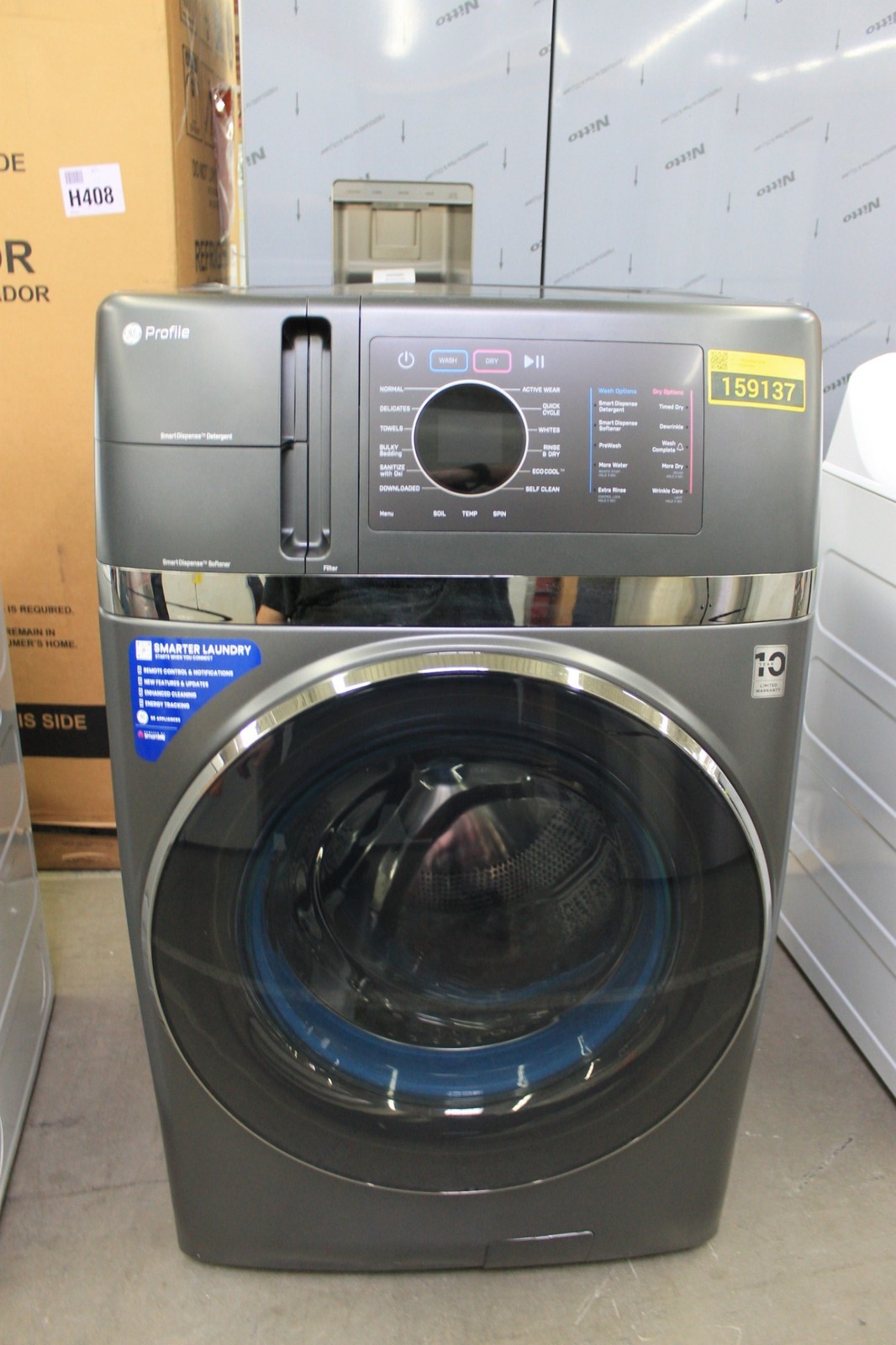 GE Profile PFQ97HSPVDS 28" Carbon Graphite Washer/Dryer Combo NOB #159137