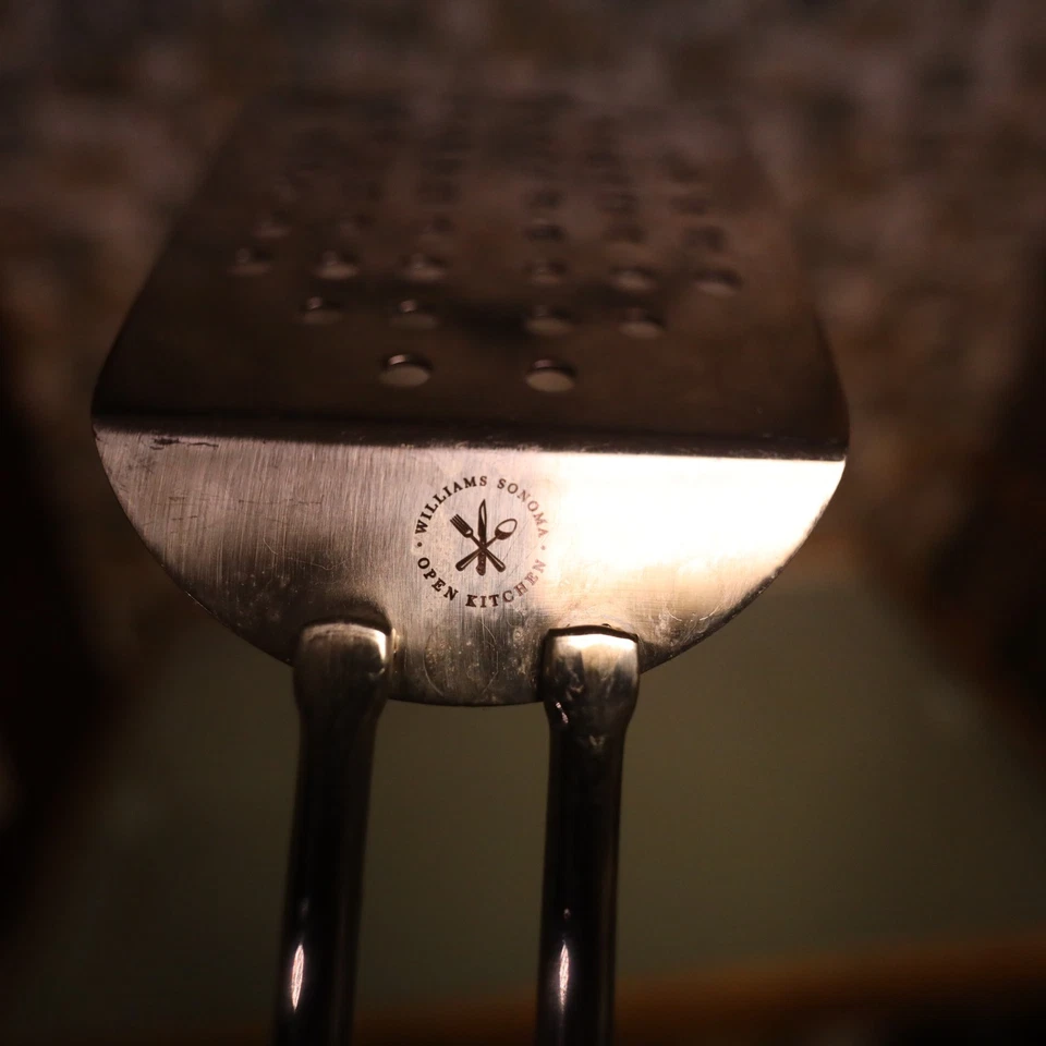 WILLIAMS SONOMA 14" OPEN KITCHEN STAINLESS STEEL SPLIT WIRE HANDLE SPATULA - Image 3 of 4