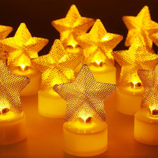 6-Pack Star LED Flameless Tea Light Candles for Holiday Decor