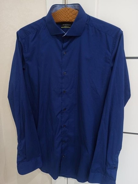Men ETERNA Shirt Navy Cotton 38 / M / 46
