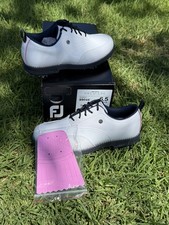 NIB Women's Footjoy DryJoys Premiere Issette Golf Shoes, 6.5 White / Pink, 99044