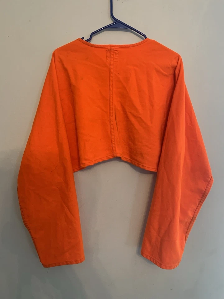 Vtg C.C. Filson Hunting Shirt Blaze Bright Orange Shoulder Cover Snap Men's - Image 4 of 4