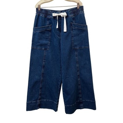 Maeve Anthropologie Wide Leg Pull On Jeans Blue Drawstring Medium Wash Large