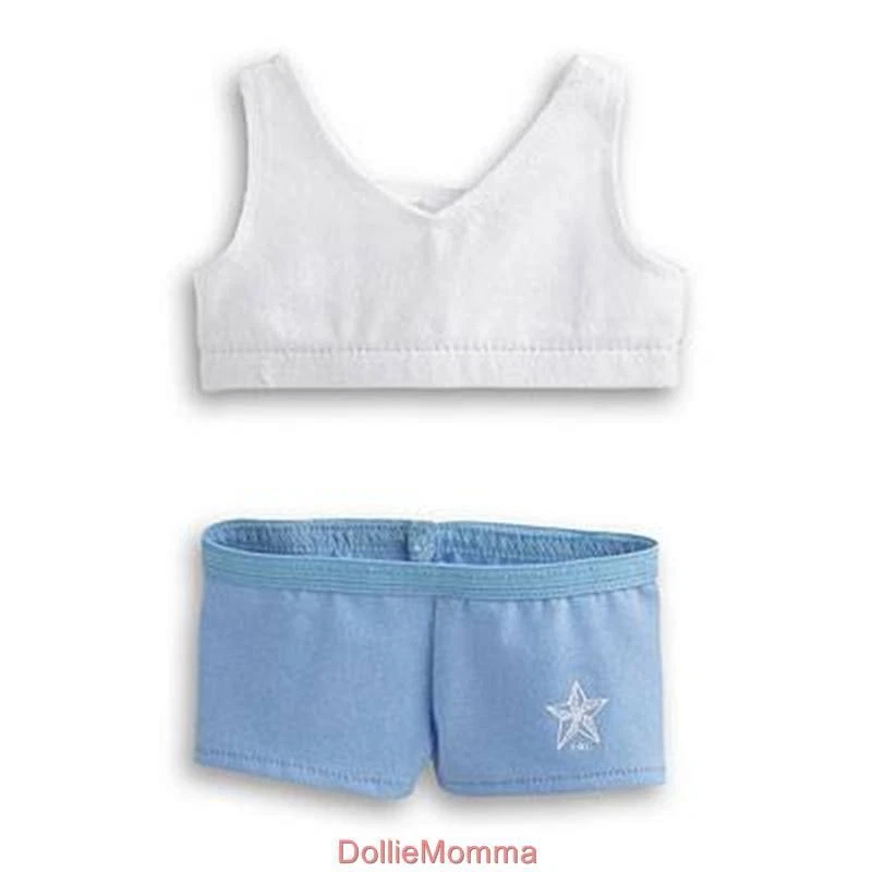 Nuevo JUEGO TOP DEPORTIVO AMERICANO NIÑA Y BREVE AZUL ~ Accesorio de ropa interior niño retirado Foto 2 de 4