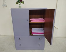 Vintage Linen cupboard with drawers finished in Iris