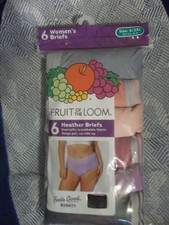 6 PR FRUIT OF THE LOOM BREATHABLE EVERSOFT HEATHER BRIEFS PANTIES NIP SIZE 9