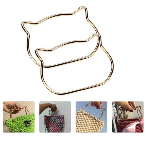 2 Pairs Unique Bag Frames Durable Cat Head Handles Decorative Handle Accessories - Picture 5 of 12