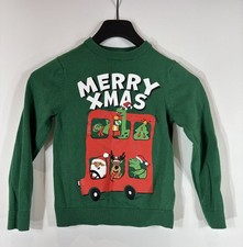 H M Sweatshirt Boy's 6-8Y Pullover Knitted Christmas Long Sleeves Green