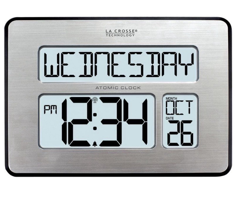 La Crosse Technology Atomic Digital Wall Clock Full Calendar Backlight Alarm