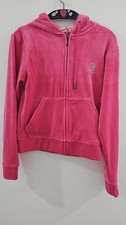 Image of JUICY COUTURE /pinkOUTLINE DIAMANTE VELOUR ZIP-THROUGH HOODIE /M/NEW WITH TAGS