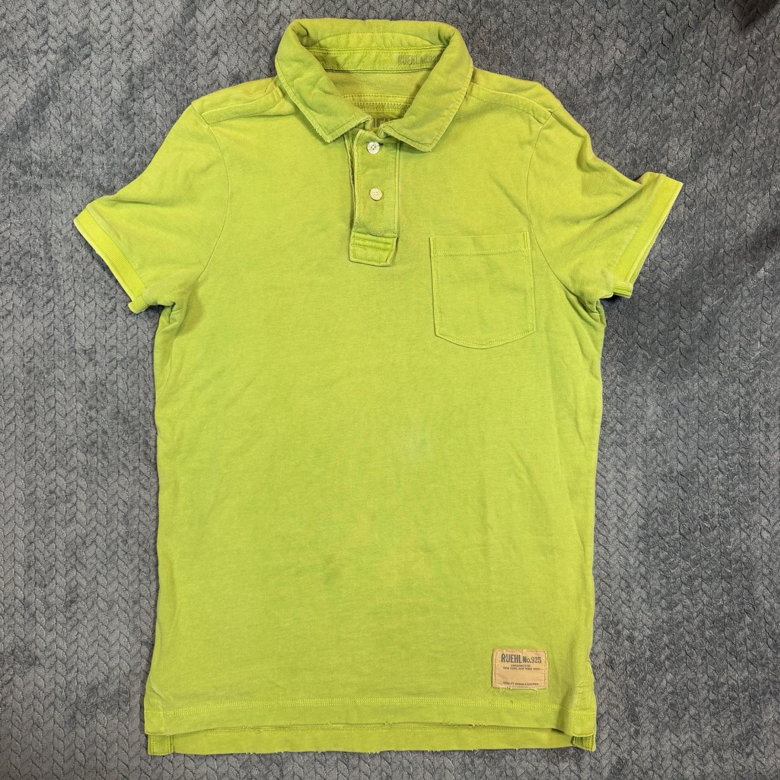 RUEHL No 925 Lime Green Short Sleeve Polo Shirt Men's 2XL Button Up Y2K