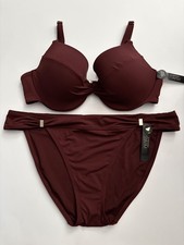 Victoria's Secret Swim Set Dark Chili Gold Twist Push Up Bikini 38C XL