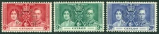 SG 383/385 Ceylon 1937 Coronation set of 3 'perf' specimen (horse...