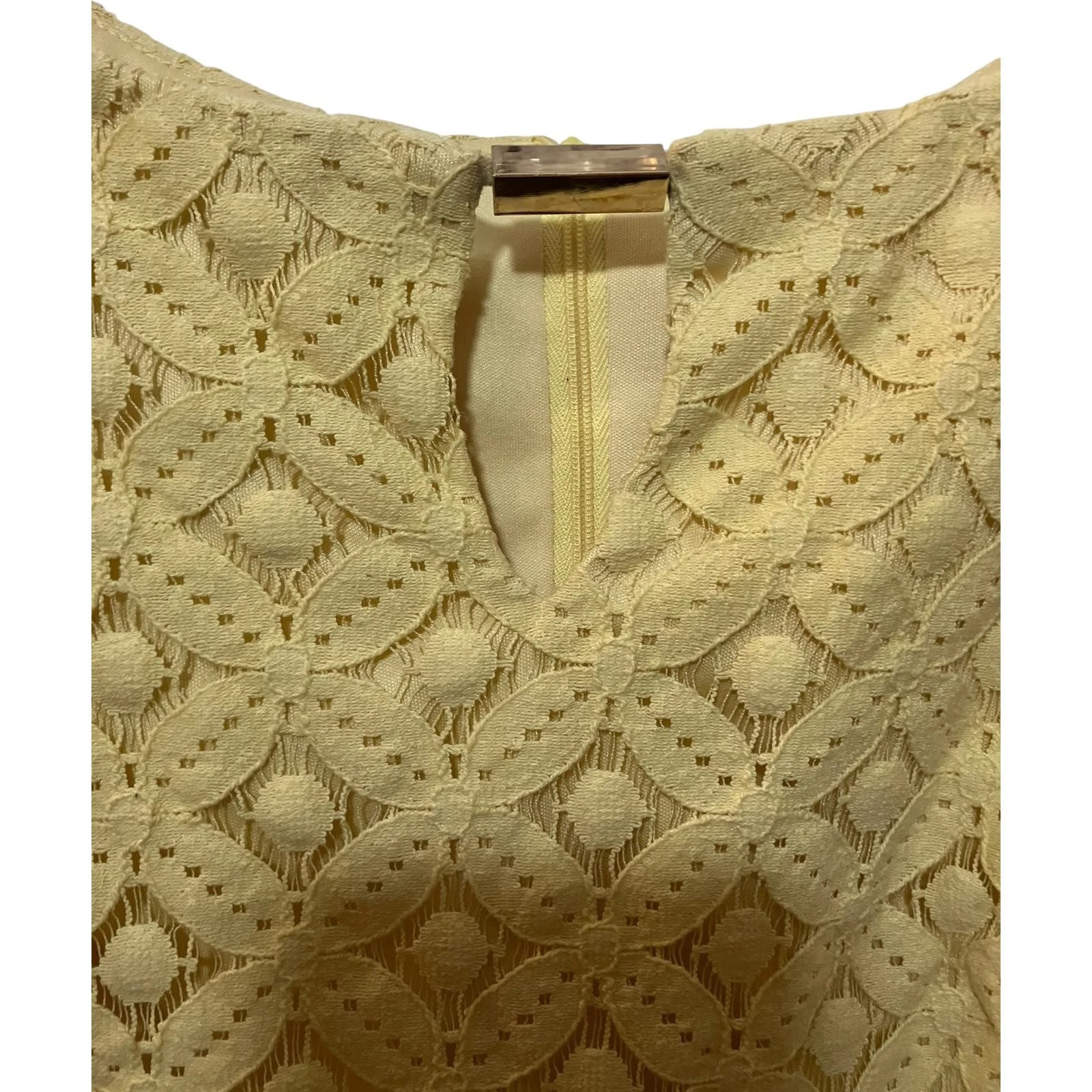 Abito donna Alyx taglia 12 giallo pizzo denim senza maniche cerniera posteriore buco della serratura