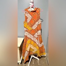 Vince Camuto Orange and Yellow Paisley Midi Dress size 14