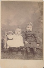 Cabinet Card Antique Photo Siblings Children Little Girl Boy Baby Infant Toddler