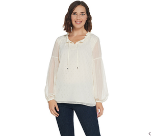 cream colored peasant blouse