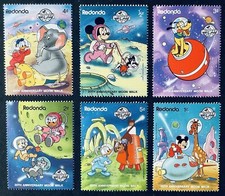 Product Image: REDONDA DISNEY 20TH ANNIVERSARY MOON WALK SPACE STAMPS SHORT SET MNH 1989 MICKEY