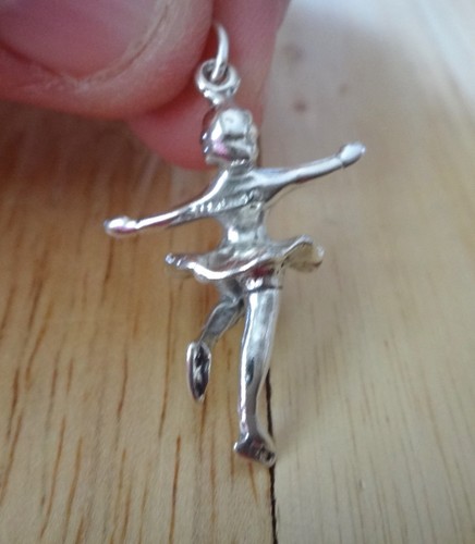 Sterling Silber 23x19mm 4 Gramm Weiblich Mädchen Eisläufer Schlittschuh Charm - Bild 4 von 5