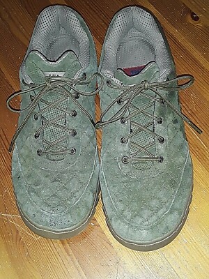 Men's Helly Hansen Tennis Shoes Green Check Quilted Suede Sz. 9M