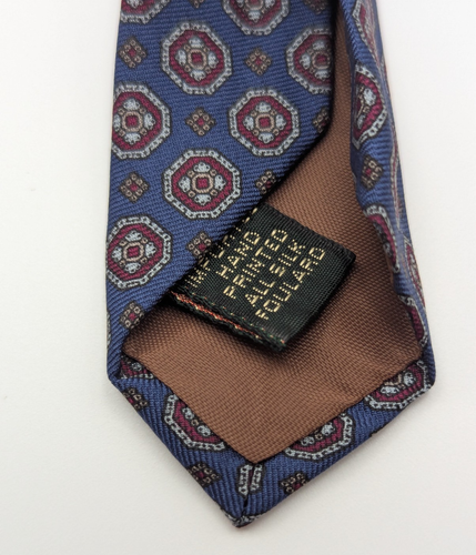 BERT PULITZER Men's 100% Silk Necktie USA Designer Geometric Blue/Brown EUC - Picture 7 of 7