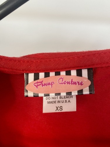 PINUP COUTURE Red 3/4 Sleeve Wide Collar Top Size XS - Picture 7 of 9