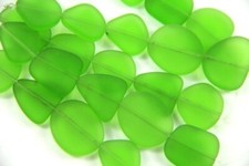 Large Free Form Beads, Shamrock Green w/Frosted Matte Finish, 5 Beads