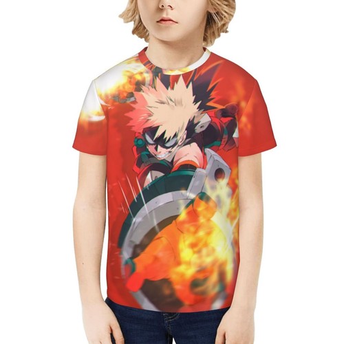 My Hero Academia Cartoon Youth Boys Cartoon T-Shirt Crew Neck Short Sleeve Tops - Picture 23 of 37
