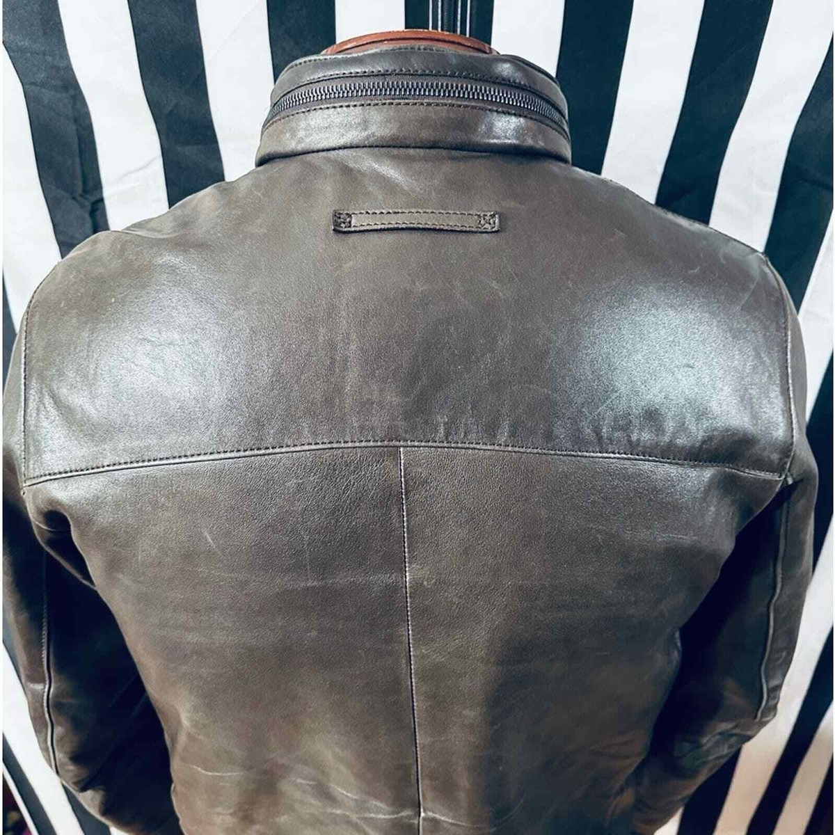 ジャケット・アウター OLD PRADA LEATHER JACKAT Prada Authentic Vintage 90s Rounded Collar Leather Jacket w