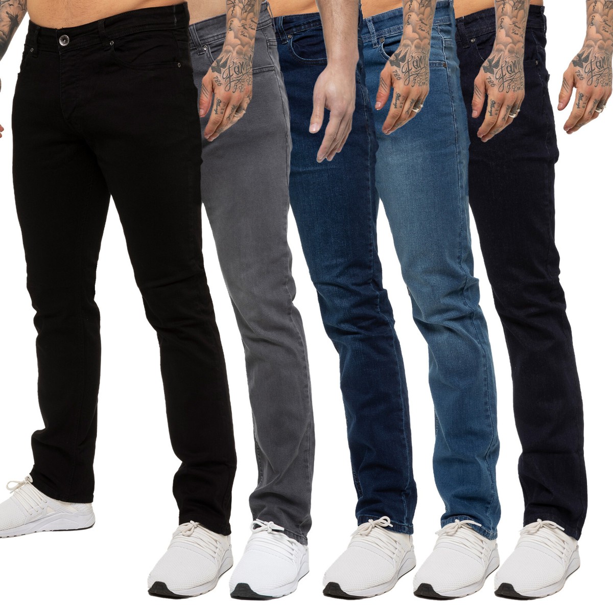 Enzo Vaqueros Rectos Hombre Corte Normal Denim Elástico Pantalones Todo  Talla UK