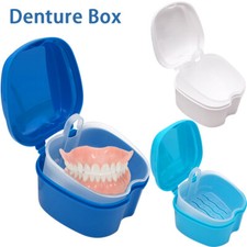 Denture Bath Box Cases Dental False Teeth Storage Box With Hanging Net Container