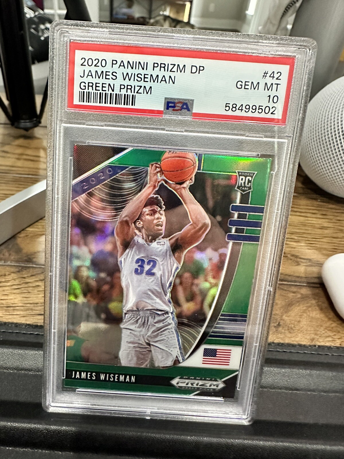 💎2020 Panini Prizm DP James Wiseman RC #42 GREEN Prizm PSA 10 Detrot Pistons💎