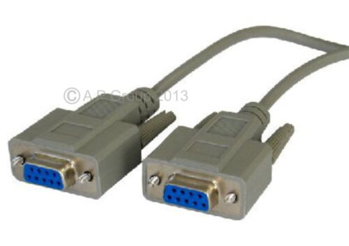 Serial Null Modem Cable Female DB9F 9 pin Update EUROVOX Box 3m RS232 Crossover  - Picture 1 of 3