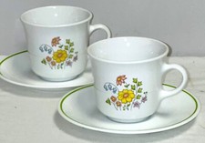 2 Corelle MEADOW CUPS  SAUCERS