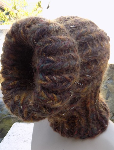 Mohair Balaclava Wolle Mütze Sturmhaube braun, Mehrfarbig Grobstrick - Bild 2 von 3