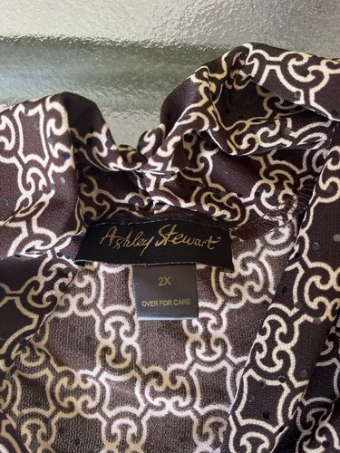 Ashley Stewart braune dehnbare ärmellose Bluse Übergröße 2X 18/20 neu ohne Etikett - Bild 7 von 7