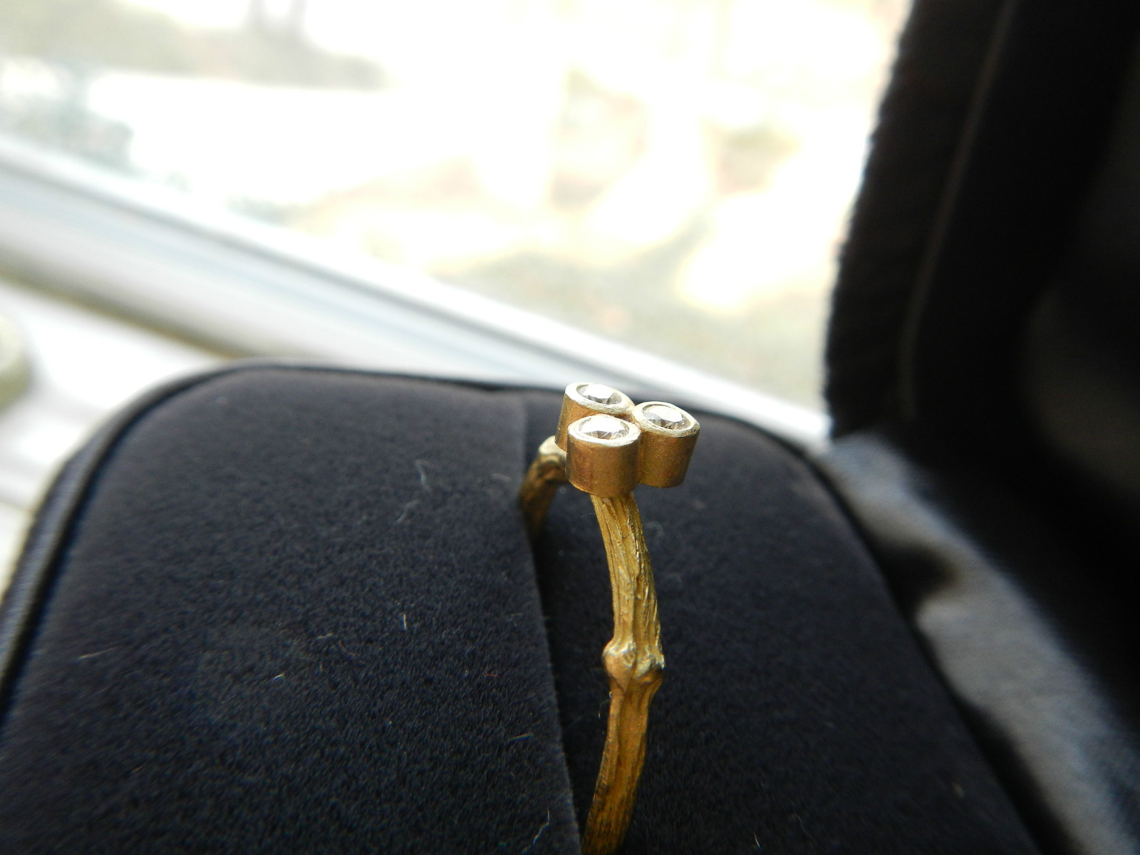 Three Diamond 18K gold Ring,  Stackable from Rebe… - image 3