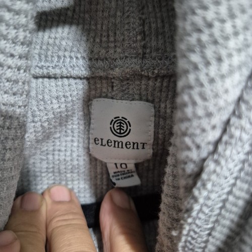 Element Grey Rib Knit Eskimo Hood Sweater Hoodie Size 10 - Picture 6 of 7