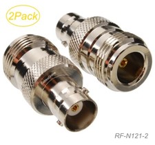2-Pack N-Type Female to BNC Female RF Coaxial Adapter, CablesOnline RF-N121-2