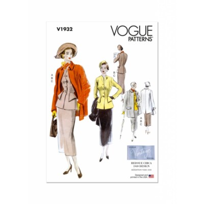 Vogue Patterns V1932 Misses' Vintage Anzug und Mantel