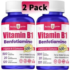 Vitamin B1 Thiamine 500mg, 240 Capsules - Gluten Free and Non-GMO