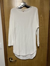 Michael Kors Ivory Waffle Knit Sweater High Low Hem Dolman Tunic Minidress M 6 8