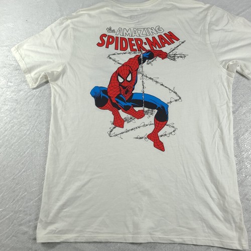 Marvel Spiderman Shirt White Short Sleeve Graphic Tee Size L Cotton Adult - Picture 10 of 12