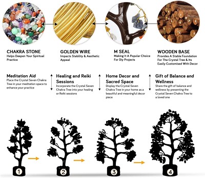 Tree Of Life 7 Chakra Natural Stone Reiki Décor Tree - Life Gemstone For Positive Energy & Healing Natural Shape Crystal - Foto 8