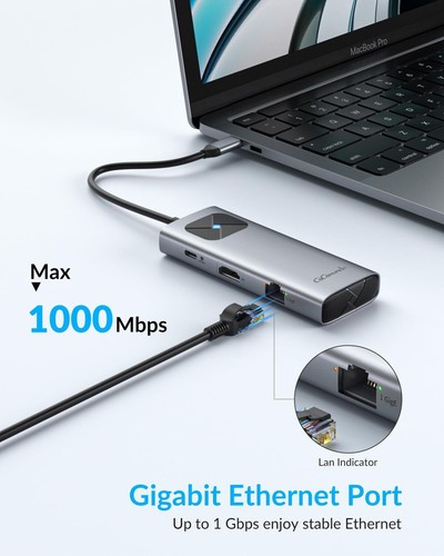 10 in 1 USB Typ C Hub 4K/60Hz HDMI SD/TF USB 100W Ladegerät Adapter für MacBook - Bild 7 von 26