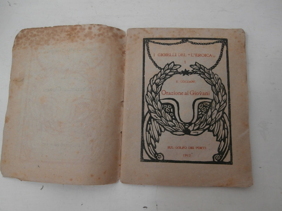 Raro libro Orazione ai Giovani Cozzani xilografie Gamba 1917 prima