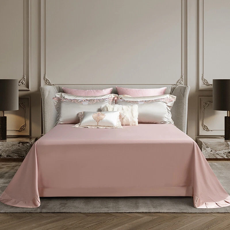 Nature Silk Cotton Bedding Set 4pcs Quilt Cover Flat Sheet 2 Pillowcases Silky - Image 2 of 4