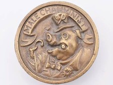 Male Chauvinist Pig 1970s Novelty Joke Vintage Belt Buckle